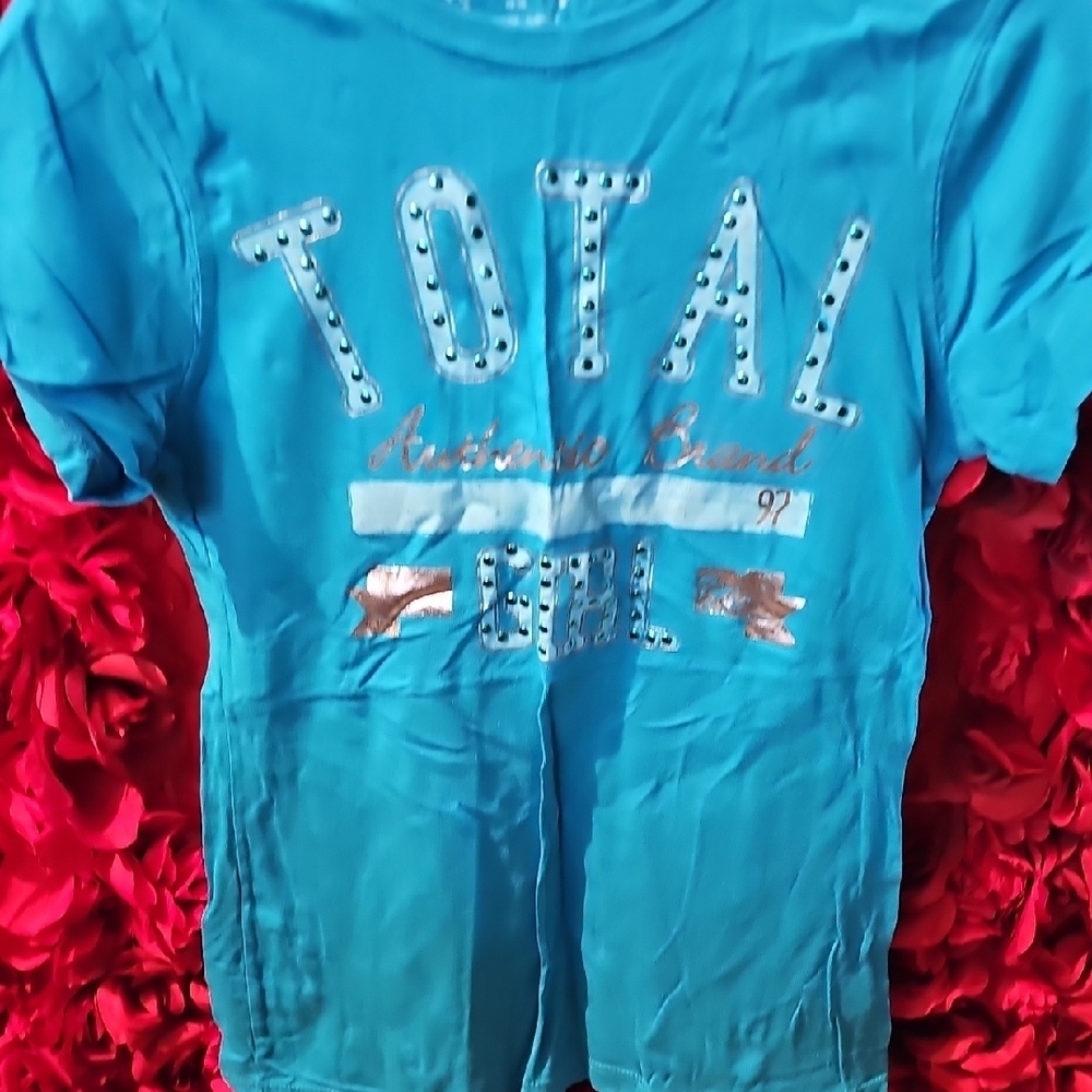 Total Girl Girls Blue Graphic T-Shirt Size Large 14/16